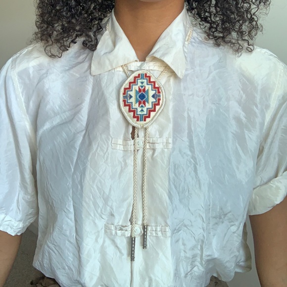 Authentic Original Vintage Style Jewelry - Vintage  crossstitch lariat necklace